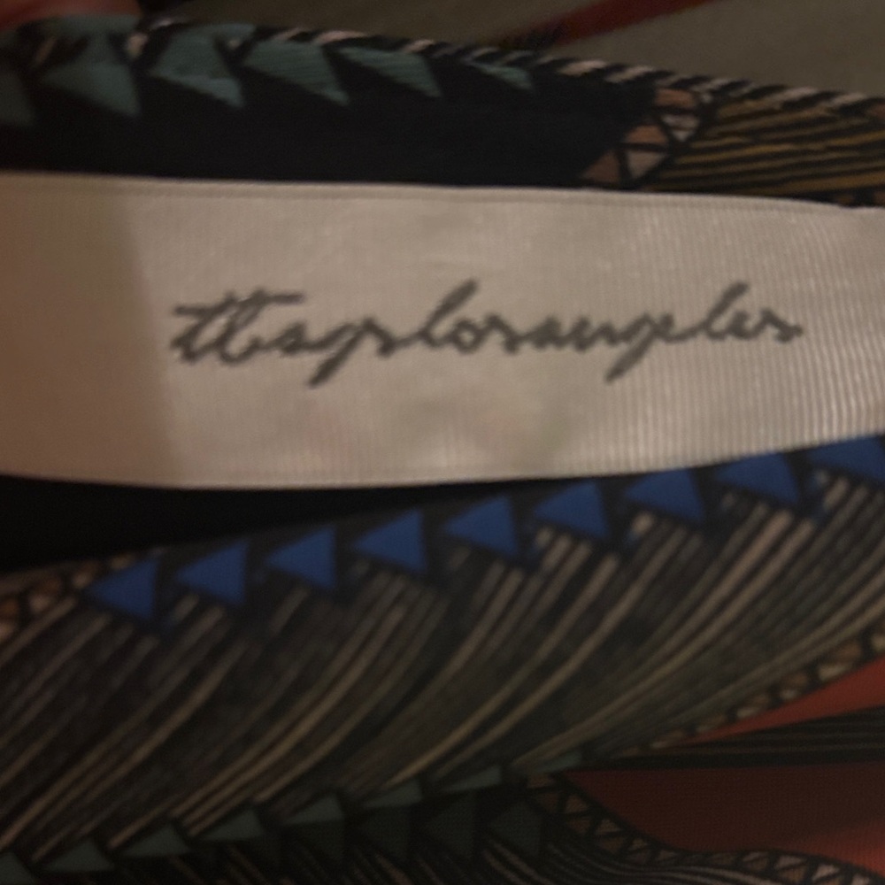 Anthropologie Geometric Blue and Black Patterned Garment